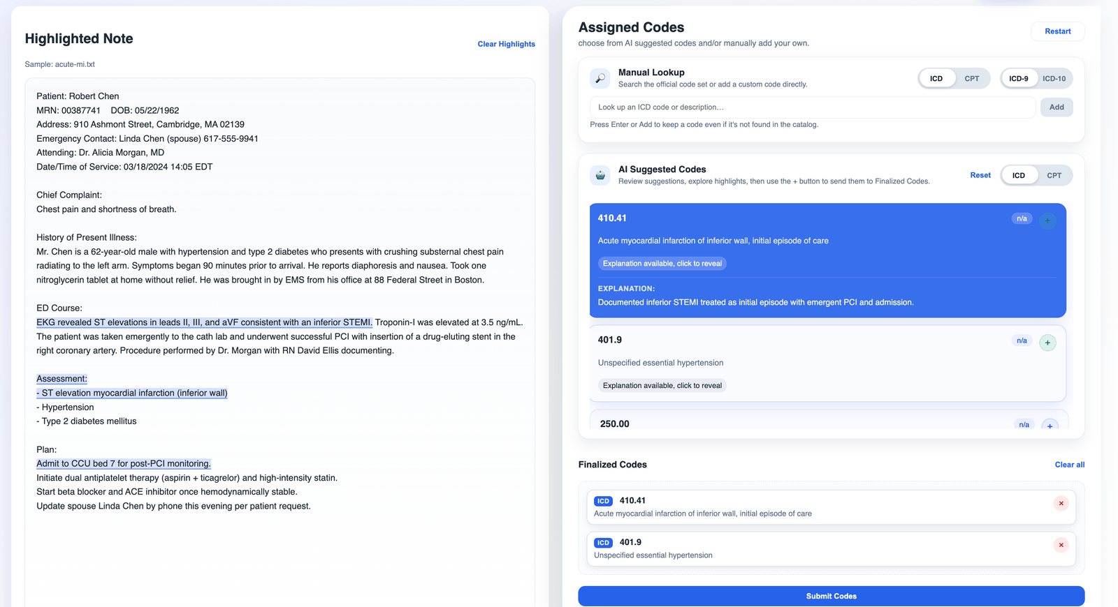 Automated Medical Coding — project preview